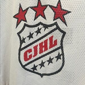 Vintage Canadian Made Men’s XL Junior Hockey League Jersey Red Black & White